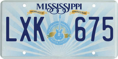 MS license plate LXK675