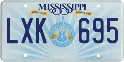 MS license plate LXK695