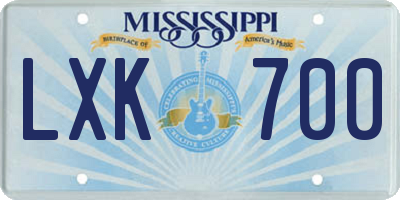 MS license plate LXK700