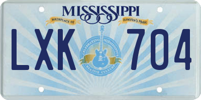 MS license plate LXK704
