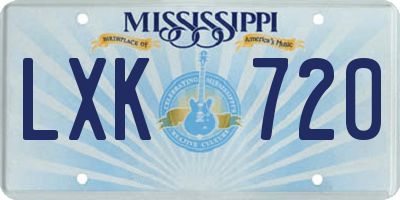 MS license plate LXK720