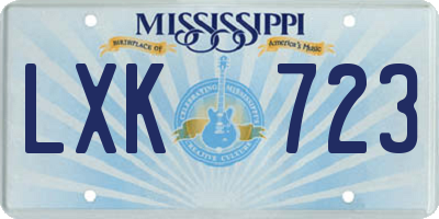 MS license plate LXK723