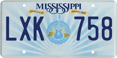 MS license plate LXK758
