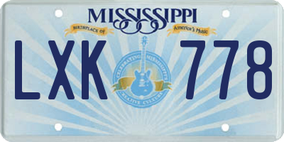 MS license plate LXK778