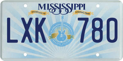 MS license plate LXK780