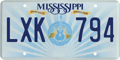 MS license plate LXK794