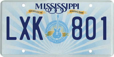 MS license plate LXK801