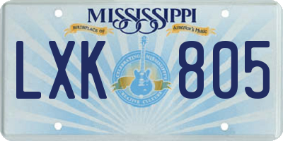 MS license plate LXK805