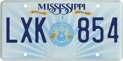 MS license plate LXK854