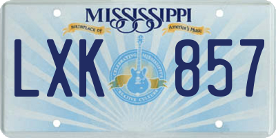 MS license plate LXK857