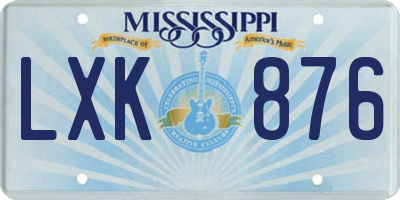 MS license plate LXK876