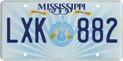 MS license plate LXK882