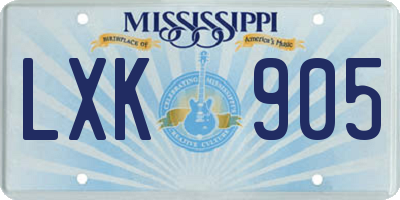 MS license plate LXK905