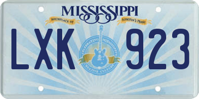 MS license plate LXK923