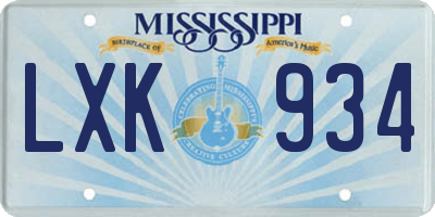 MS license plate LXK934