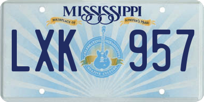 MS license plate LXK957