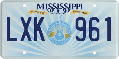MS license plate LXK961