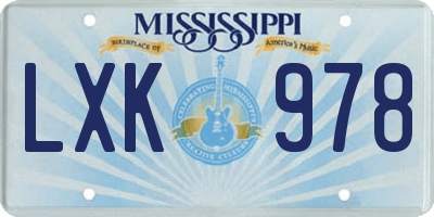MS license plate LXK978