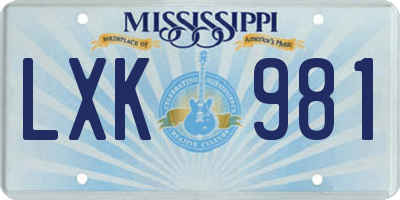MS license plate LXK981