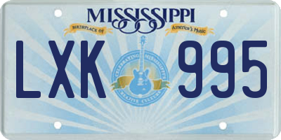 MS license plate LXK995
