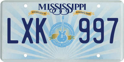 MS license plate LXK997
