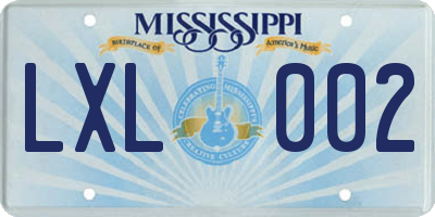 MS license plate LXL002
