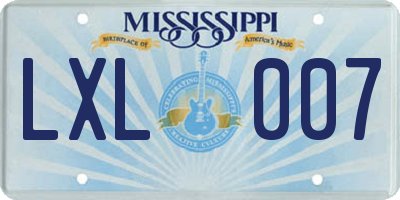 MS license plate LXL007