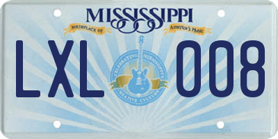 MS license plate LXL008