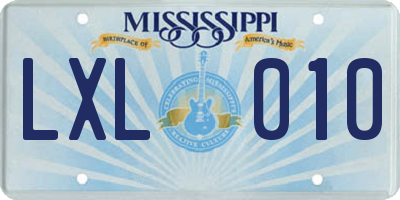 MS license plate LXL010