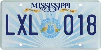 MS license plate LXL018