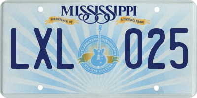 MS license plate LXL025