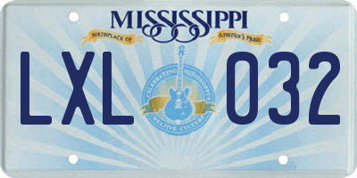 MS license plate LXL032
