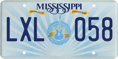 MS license plate LXL058