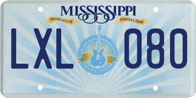 MS license plate LXL080