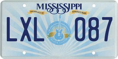 MS license plate LXL087