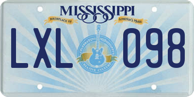 MS license plate LXL098