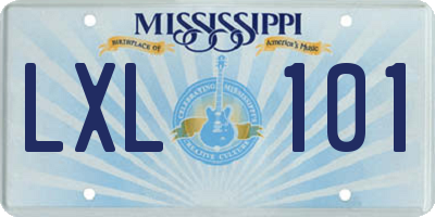 MS license plate LXL101