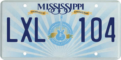 MS license plate LXL104