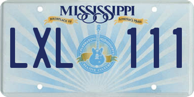 MS license plate LXL111