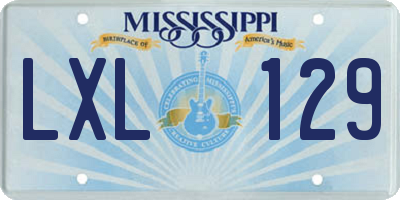 MS license plate LXL129