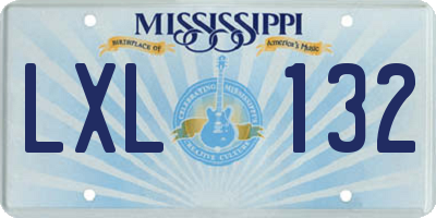 MS license plate LXL132
