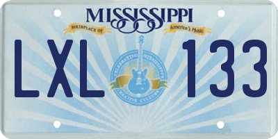 MS license plate LXL133
