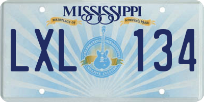 MS license plate LXL134