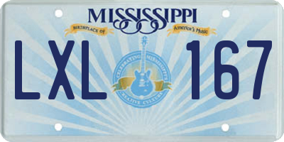 MS license plate LXL167