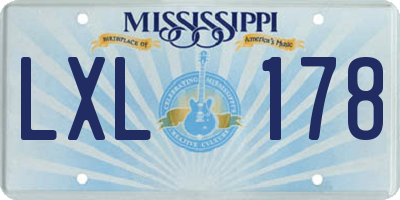 MS license plate LXL178