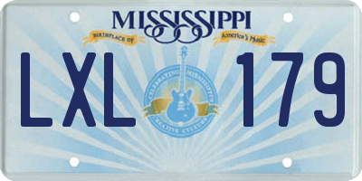 MS license plate LXL179