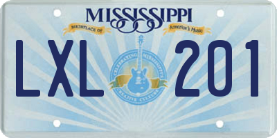 MS license plate LXL201