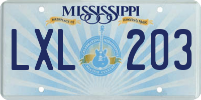 MS license plate LXL203