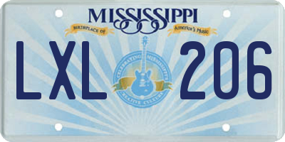 MS license plate LXL206