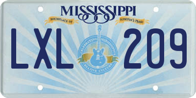 MS license plate LXL209